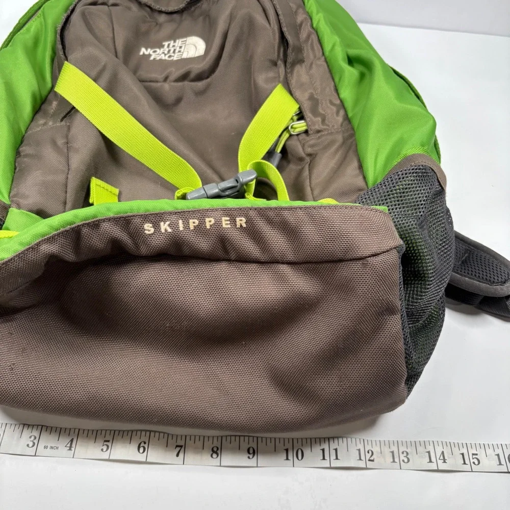 The North Face Skipper Backpack Green Brown Hiking Daypack School Outdoor Sport